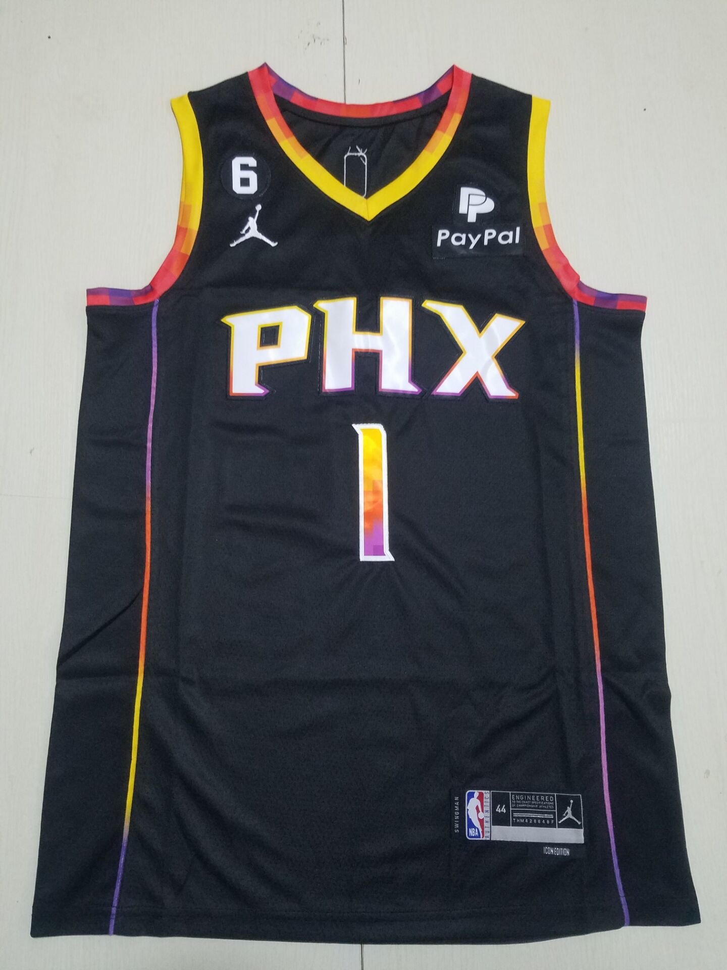 Men Phoenix Suns #1 Booker Black Paypal 2022 NBA Jersey->san antonio spurs->NBA Jersey